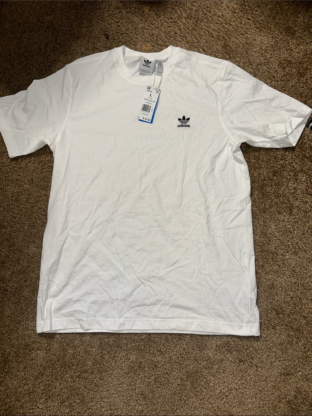 adidas White Short Sleeve Trefoil Logo Tee